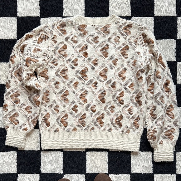 Lili Sidonio Cream and Brown Patterned Sweater | M - Picture 5 of 6
